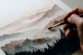 draw a watercolor landscape illustration