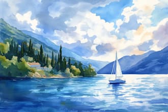 draw a watercolor landscape illustration