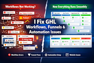 fix gohighlevel workflows, automations, sales funnel, and ghl website issues