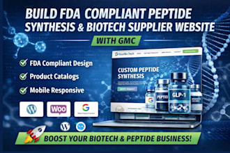 build fda compliant peptide synthesis and biotech supplier website with gmc