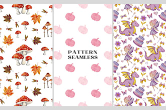 create cute watercolor seamless patterns in procreate