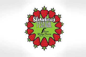 design amazing strawberry festival theme logo