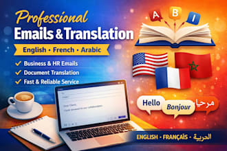 write professional emails and translate documents en fr ar