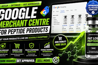set up google merchant centre for fat loss, weight loss, hormone balance peptide
