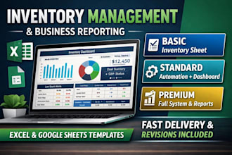 build excel googlesheet template for inventory management business reporting