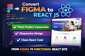 convert figma, PSD, xd to react js with tailwind CSS responsive design