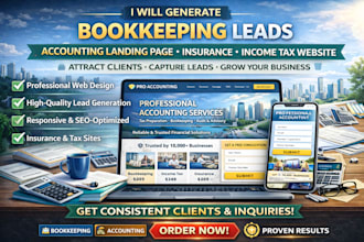 generate bookkeeping leads accounting landing page insurance income tax website