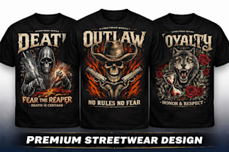 premium streetwear t shirt design, custom typography and modern graphic tee