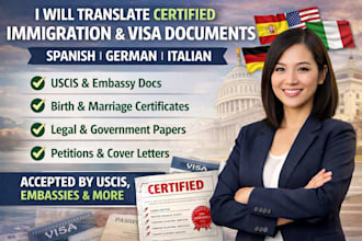 translate, certified immigration embassy visa documents spanish german italian