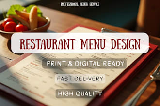design a stunning digital and print ready restaurant menu