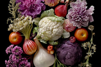 illustrate digitally realistic fruits or veggies