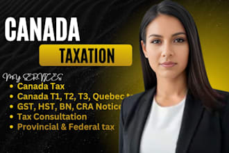 prepare and file canadian t1, t2 corporate tax, gst hst qst pst returns fast