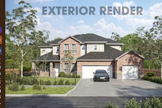 do exterior 3d rendering for house, villa, building
