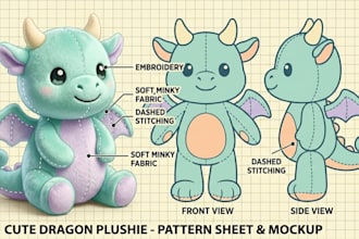 custom plushie reference sheet stuffed animal character ych concept toy design