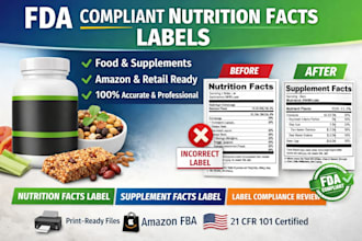 do fda compliant nutrition facts label for food and supplements