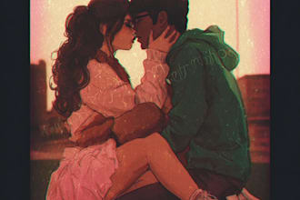 illustrate anime couple illustration, nsfw, fanart, vtube models