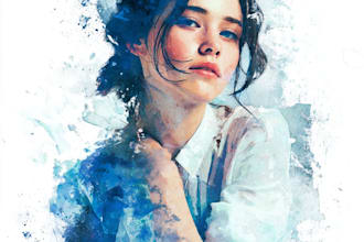 paint unique surrealist watercolor portraits for you