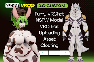 do 3d vrchat avatar, furry avatar, vrchat furry, avatar edit or customization