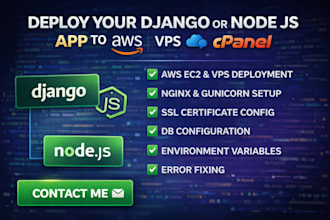 deploy your django or node js app to AWS or vps server