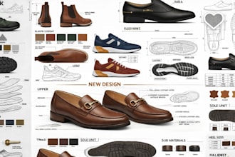 shoe tech pack sneaker footwear 3d leather shoe pattern tech sheet for factory