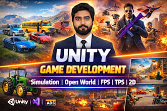provide unity game development for 2d 3d fps tps mobile games