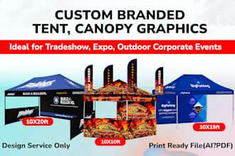 design custom branded 10x10, 10x15, and 10x20 canopy tent graphics