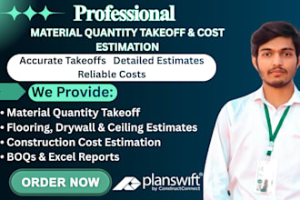 do material takeoff, quantity takeoff, construction cost estimation on planswift