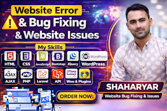 fix website errors bugs and issues wordpress PHP HTML laravel expert