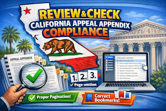 review and check california appeal appendix compliance, pagination, bookmarks