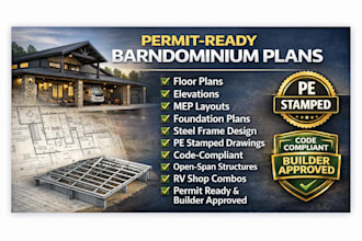 barndominium plans, steel frame, permit ready, pe stamp, architectural drawings