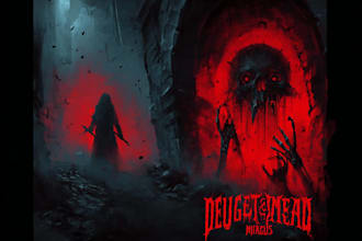 draw a detailed dark, brutal, horror, and heavy metal art illustration