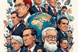 draw a sharp and witty political or editorial cartoon