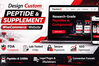 design custom peptide website research peptide supplement woocommerce website