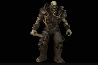 model  3d zombie with assets in zbrush and unreal engine ready for film or games