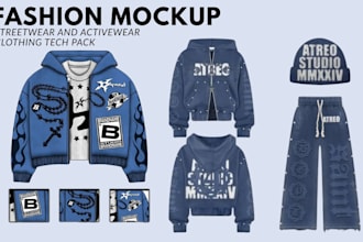 design custom streetwear activewear clothing mockups for t shirt hoodie jackets