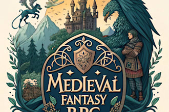 do unique medieval vintage, fantasy, rpg, mmorpg game logo