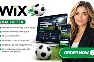 build football wix website soccer sports bar online store design and redesign