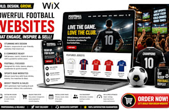 build football wix website soccer sports bar online store design and redesign