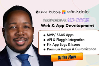 build mobile apps using glide, bubble, adalo, flutterflow, webapp softr airtable