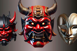 design wearable 3d masks oni masks 3d cosplay mask models stl for 3d printing