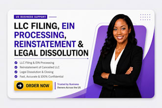 llc formation, ein filing, reinstatement, dissolution , compliance support help