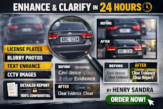 use 24 hours, license plate number, blur picture, image, text enhance and report