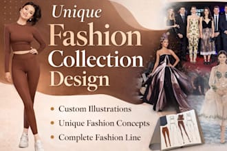 unique fashion collection, swimwear, fashion moodboard, sportswear, flat sketch