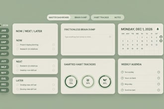 design hyperlinked adhd digital planner dashboards for goodnotes and notability