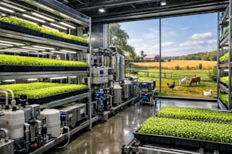 design an automated indoor microgreens farming system with beneficial microbes