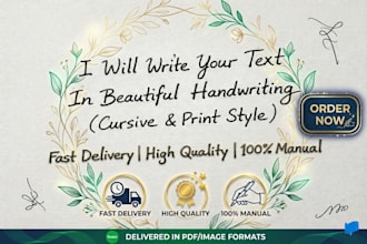 provide professional handwriting services for your work