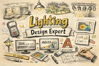 do professional lighting design, dialux evo, agi32 and lux calculations