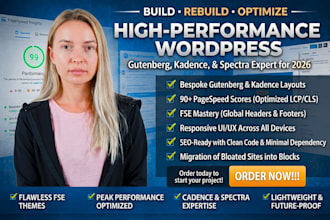 rebuild, build fast wordpress website using gutenberg blocks, kadence or spectra