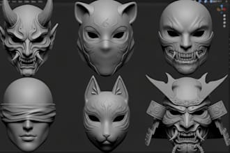 create a 3d printable anime cosplay mask model