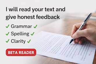beta read your book and give honest feedback